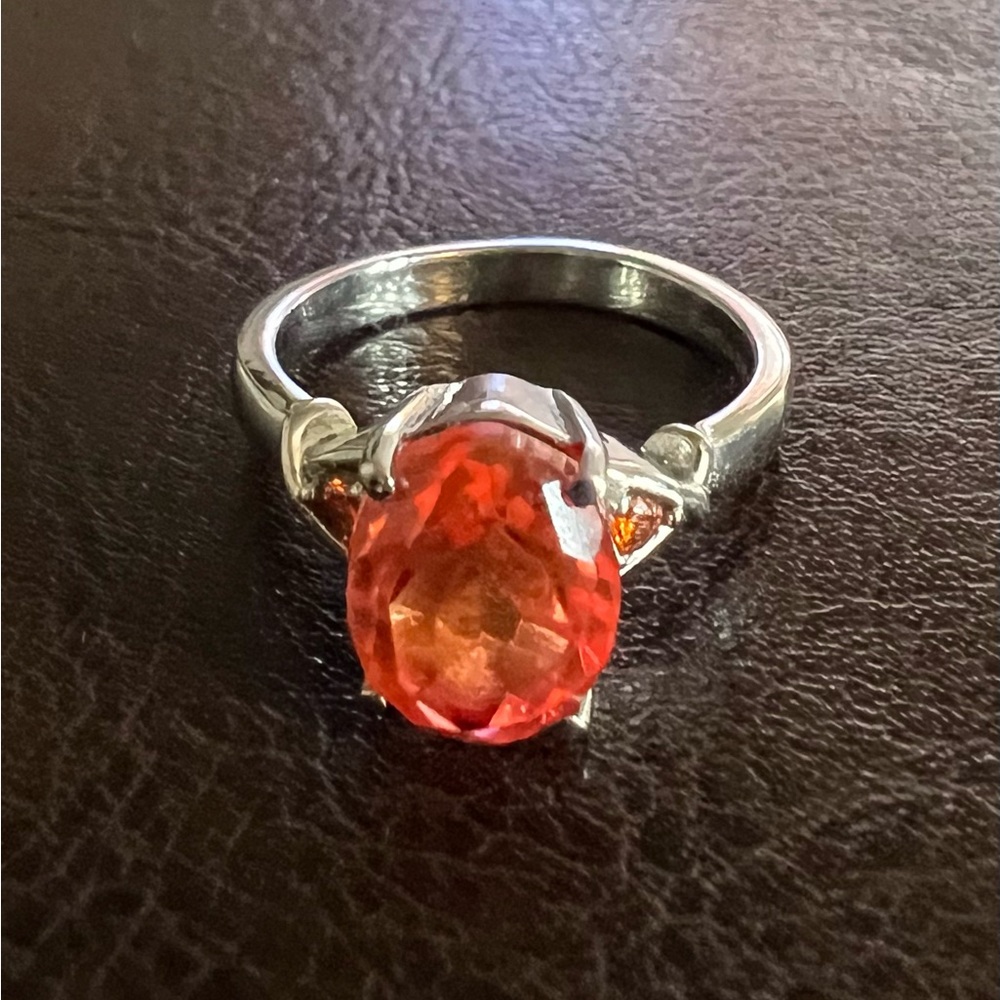 Sunset Quartz Gemstone Ring With Stainless Steel